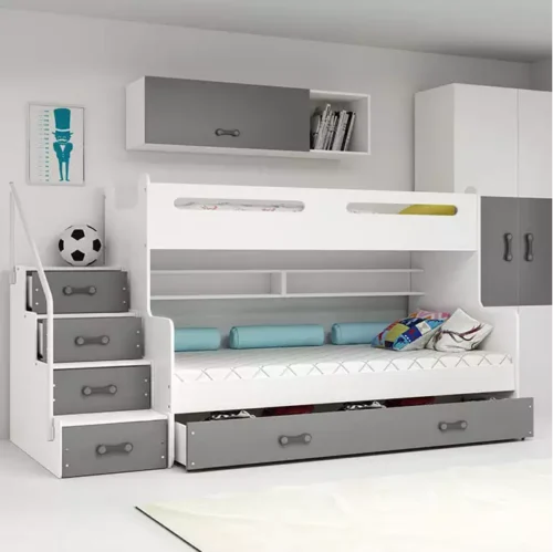 MAX 3 youth bunk bed 120×200 with mattress and drawer, graphite color