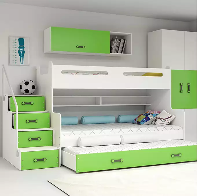 MAX 3 120X200 three-person youth bed with drawer, green - Image 3