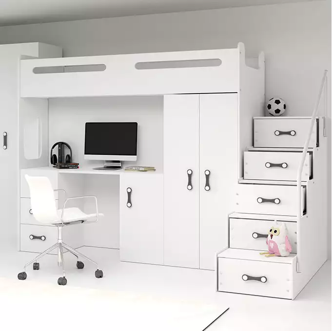 MAX 4 single bed for youth 80x200 with table, white - Image 2