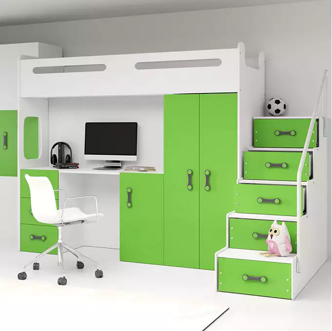 MAX 4 single bed for youth 80x200 with table, green - Image 2