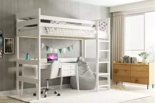 Bunk bed for youth, mezzanine, 90×200, white