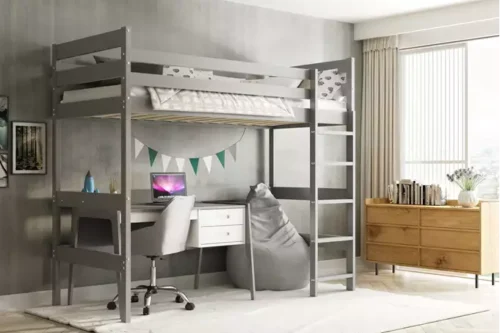 Bunk bed for youth, mezzanine, 90×200, graphite color