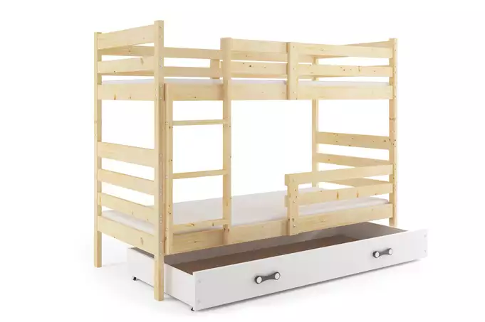 ERYK 90X190 youth bunk bed with mattress and drawer, natural wood - Image 4