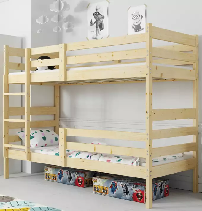 Eryk youth bunk bed 90x190, with mattress, natural wood - Image 2