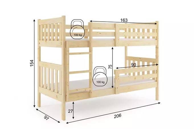 Bunk bed for youth KACPER 90x200, pine - Image 5