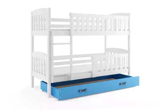 KUBUŚ youth bunk bed 90x190 with mattress and drawer, white/blue - Image 4