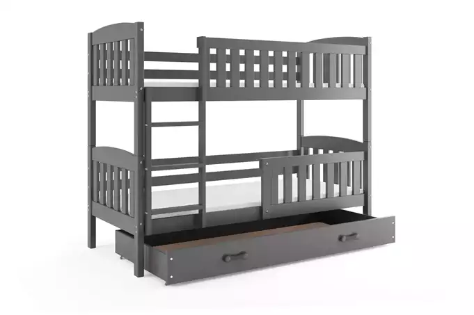 KUBUŚ youth bunk bed 90X190 with mattress and drawer, graphite color - Image 4