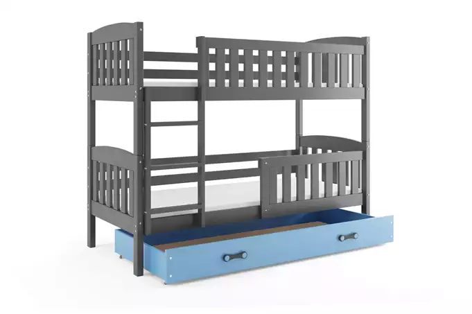KUBUŚ youth bunk bed 90x190 with mattress and drawer, graphite/blue - Image 4