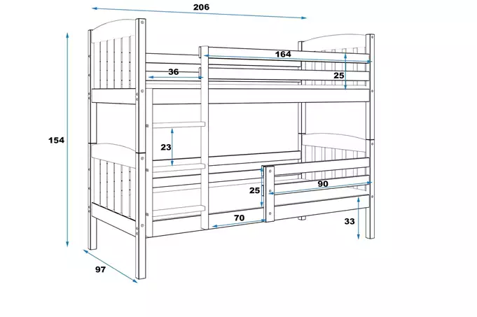 KUBUŚ youth bunk bed 90X200, graphite color - Image 5
