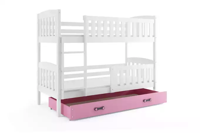 KUBUŚ youth bunk bed 90x200 with mattress and drawer, white/pink - Image 4