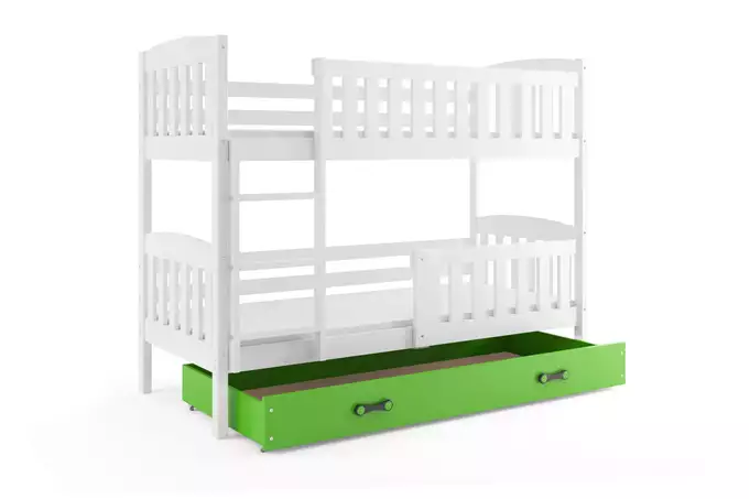 KUBUŚ youth bunk bed 90x200 with mattress and drawer, white/green - Image 4