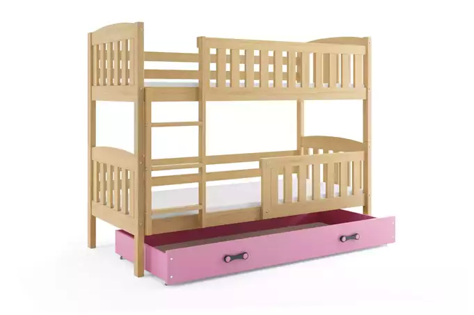 KUBUŚ youth bunk bed 90x200 with mattress and drawer, pine/pink - Image 4