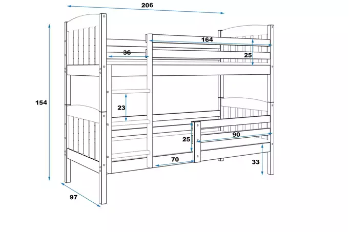 KUBUŚ youth bunk bed 90x200 with mattress, pine - Image 3