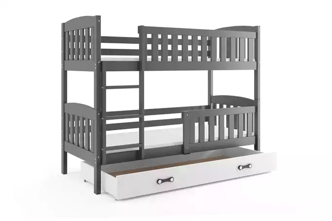 KUBUŚ youth bunk bed 90x200 with drawer, graphite/white - Image 4
