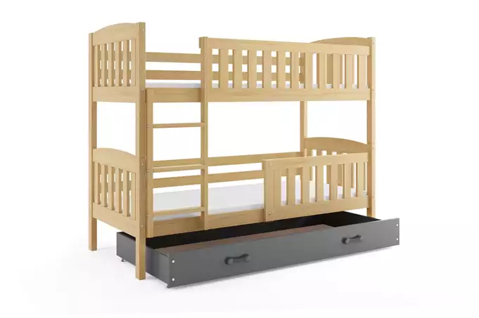 KUBUŚ youth bunk bed 90x200 with drawer, pine/graphite - Image 4