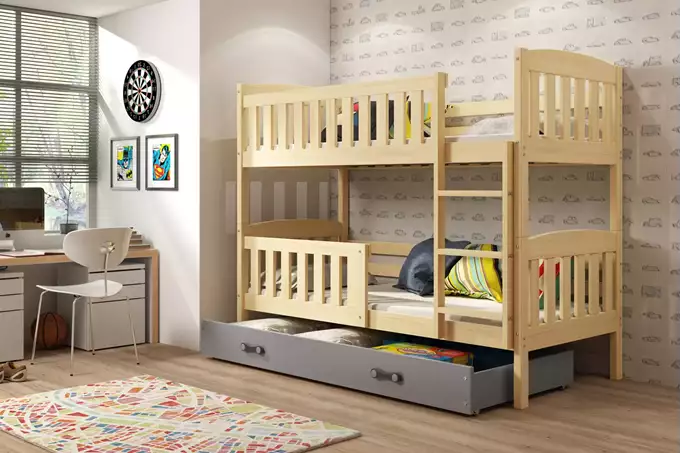 KUBUŚ youth bunk bed 90x200 with drawer, pine/graphite - Image 3