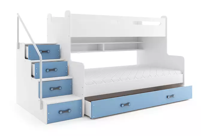 MAX 3 youth bunk bed 120x200 with mattress and drawer, blue - Image 2