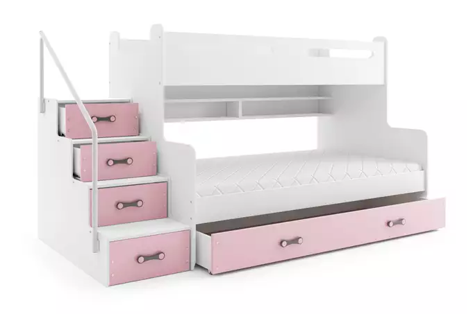 MAX 3 youth bunk bed 120x200 with mattress and drawer, pink - Image 2