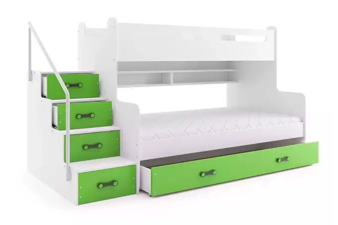 MAX 3 youth bunk bed 120x200 with mattress and drawer, green - Image 2