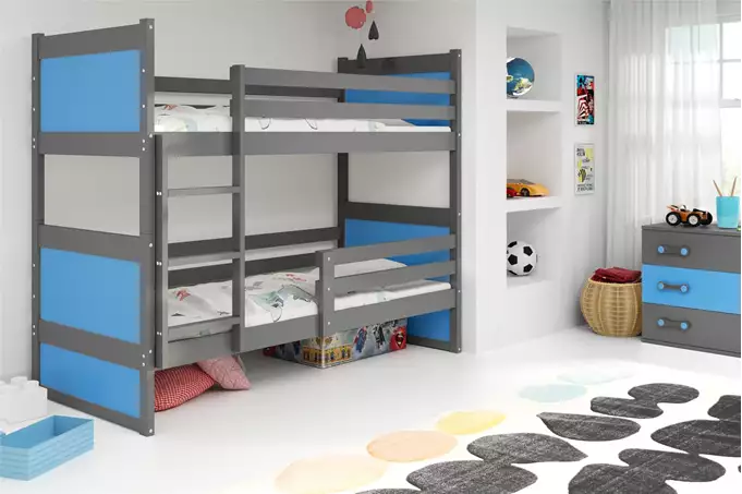 RICO youth bunk bed 90x190 with mattress, graphite/blue - Image 5