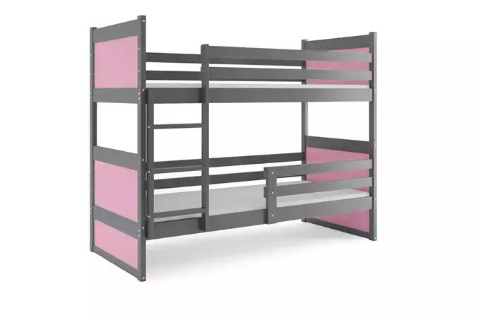 RICO youth bunk bed 90x190 with mattress, graphite/pink - Image 3