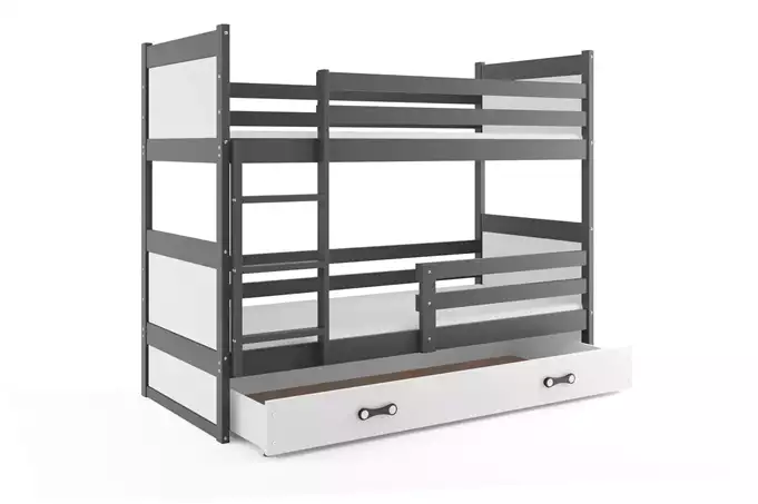 RICO youth bunk bed 90x190 with mattress and drawer, graphite/white - Image 4