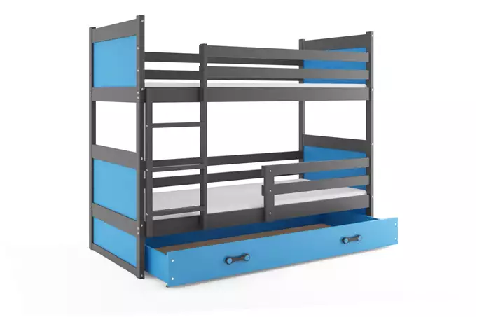 RICO youth bunk bed 90x190 with mattress and drawer, graphite/blue - Image 5