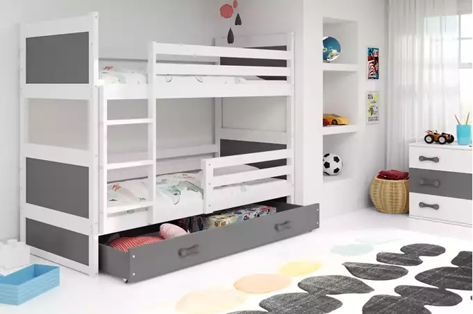 RICO youth bunk bed 90x190 with drawer, white/graphite - Image 3