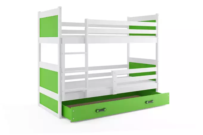 RICO youth bunk bed 90x190 with drawer, white/green - Image 5