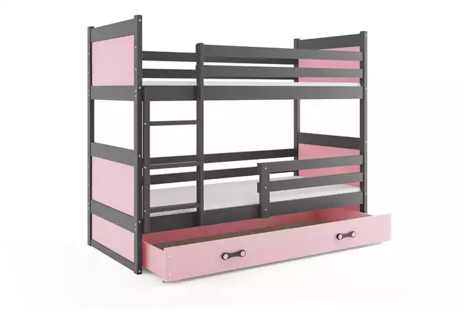 RICO youth bunk bed 90x190 with drawer, graphite/pink - Image 4