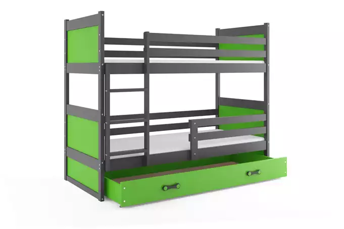 RICO youth bunk bed 90x190 with drawer, graphite/green - Image 4