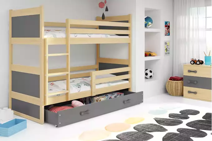 RICO youth bunk bed 90x190 with drawer, pine/graphite - Image 3