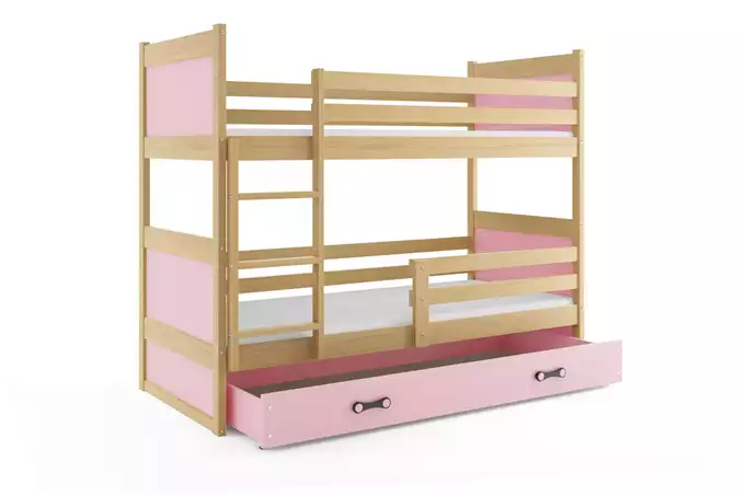 RICO youth bunk bed 90x190 with drawer, pine/pink - Image 4