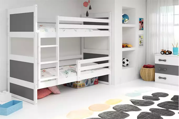 RICO youth bunk bed 90x200 with mattress, white/graphite - Image 5
