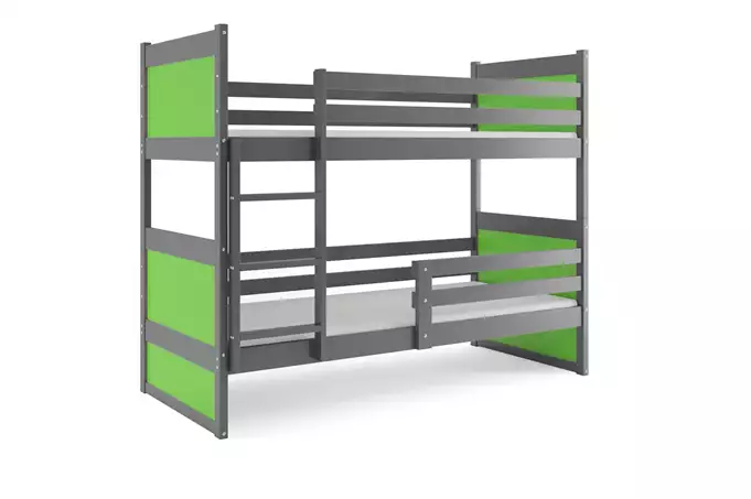 RICO 90X200 youth bunk bed with mattress, graphite/green - Image 5