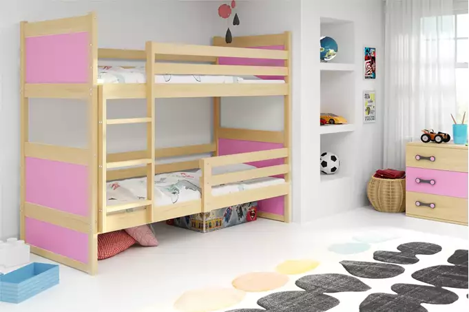 RICO youth bunk bed 90x200 with mattress, pine/pink - Image 4