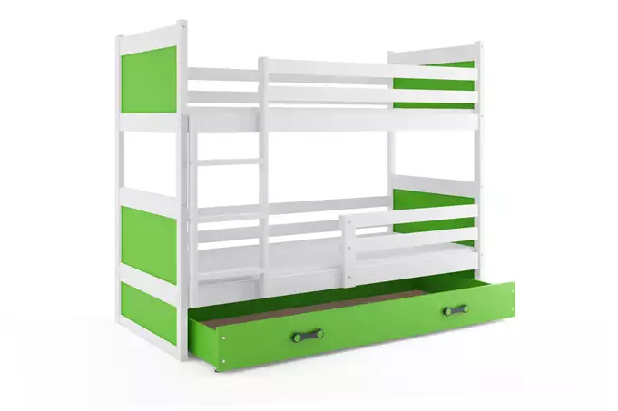 RICO youth bunk bed 90x200 with drawer, white/green - Image 5