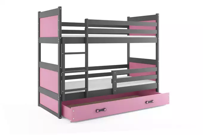 RICO 90X200 youth bunk bed with drawer, graphite/pink - Image 4