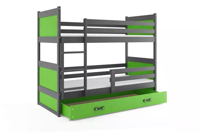 RICO 90x200 youth bunk bed with drawer, graphite/green - Image 4