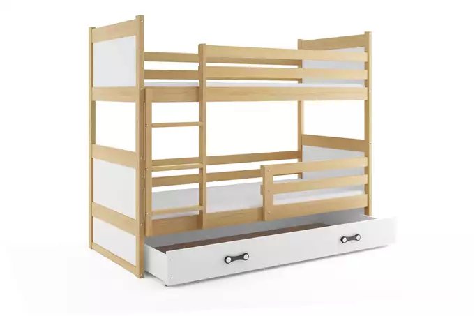 RICO 90x200 youth bunk bed with drawer, pine/white - Image 4
