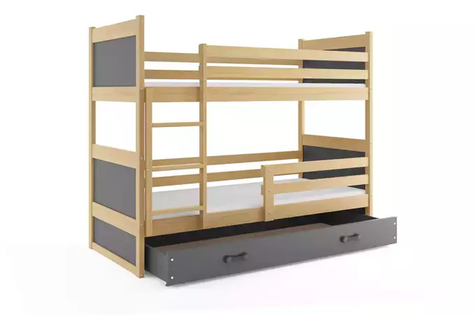 RICO 90x200 youth bunk bed with drawer, pine/graphite - Image 4