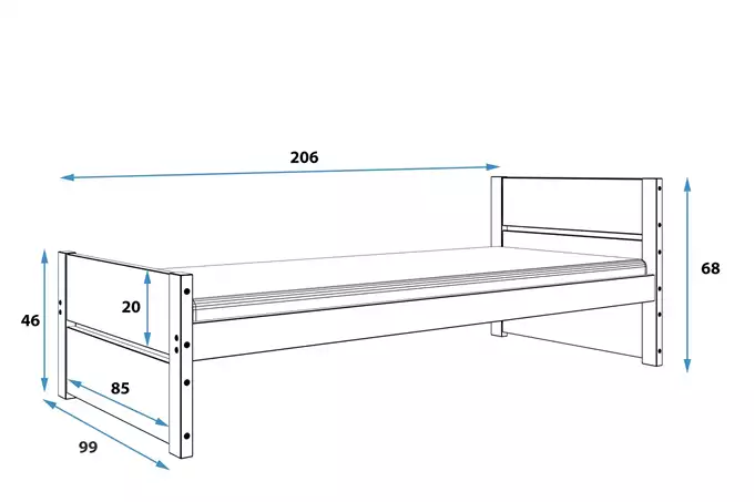 BARTEK single youth bed 90x200, graphite color - Image 3