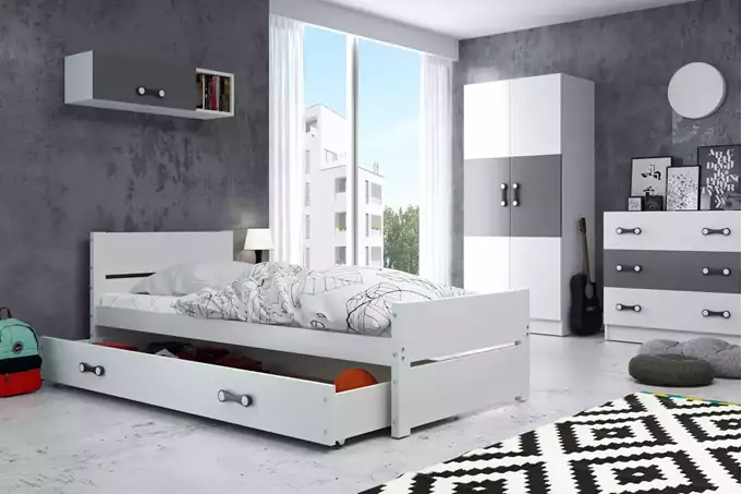 BARTEK single youth bed 90x200 with drawer, white - Image 3