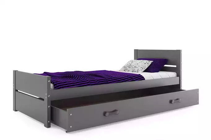 BARTEK single youth bed 90x200 with drawer, graphite color - Image 3