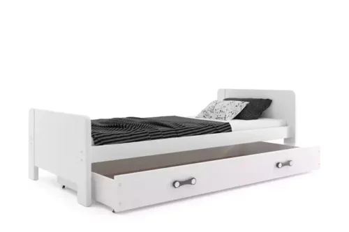 DAREK 80×200 single youth bed with drawer, white