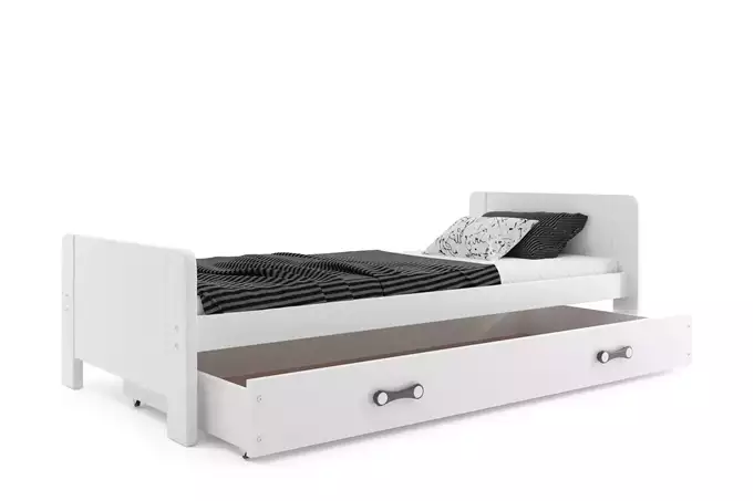 DAREK 80x200 single youth bed with drawer, white