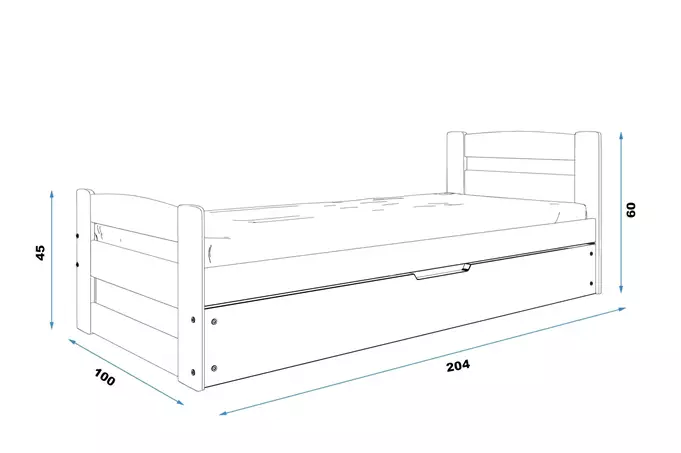 ERNI single bed with storage box 90x200, white - Image 5