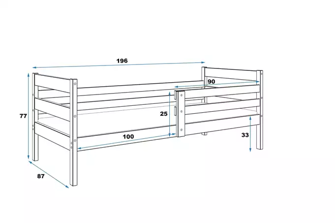 ERYK single youth bed 80X190, graphite color - Image 4