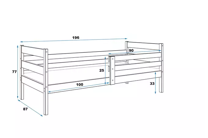 ERYK single youth bed 80x190 with mattress, white - Image 5