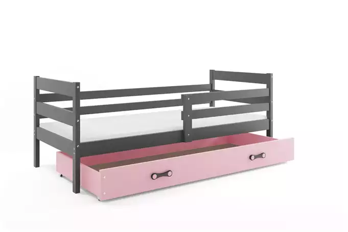 ERYK 80X190 single youth bed with mattress and drawer, graphite/pink - Image 6